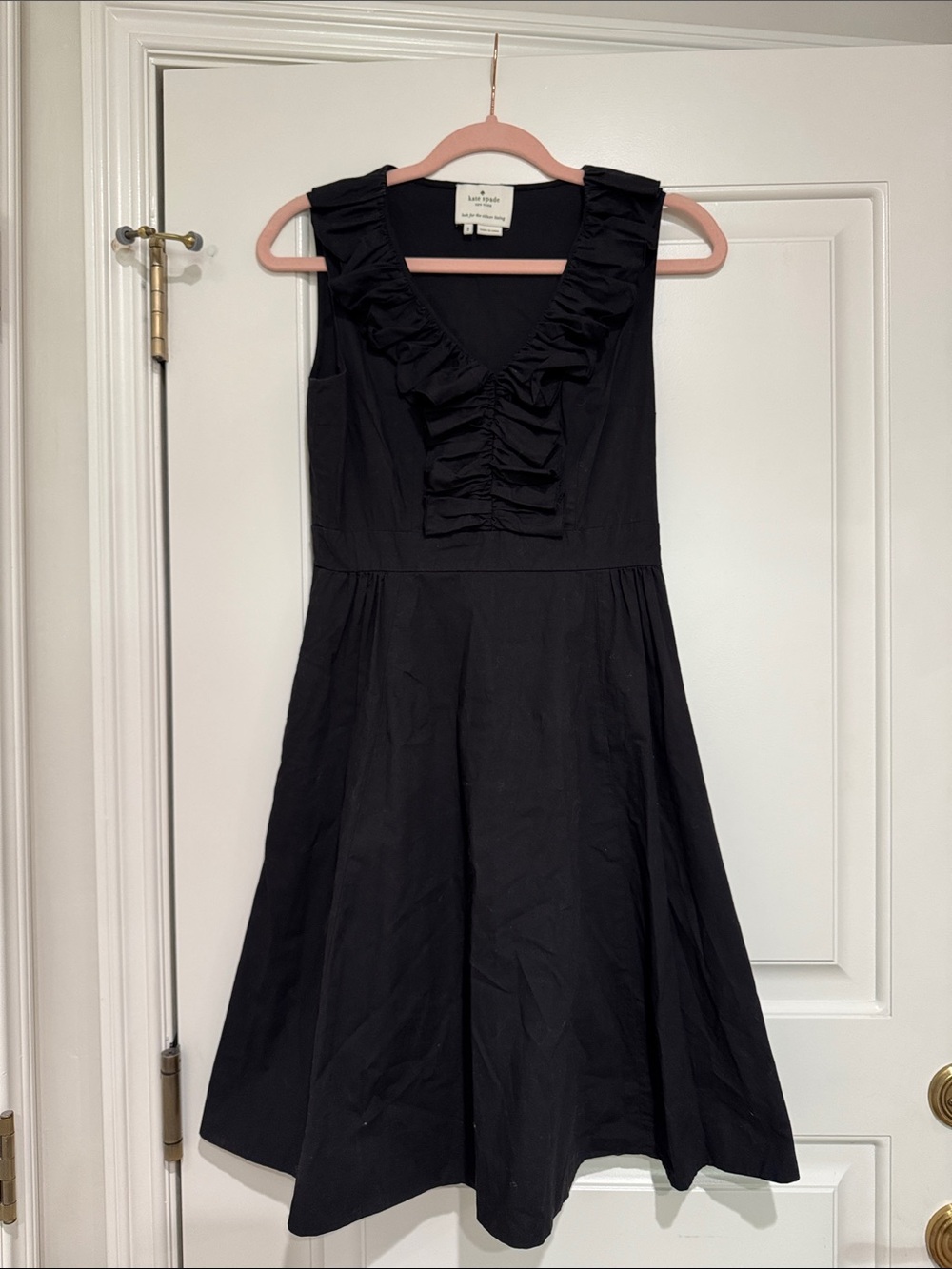 kate spade Black Ruffle V-Neck Midi Dress - has pockets!